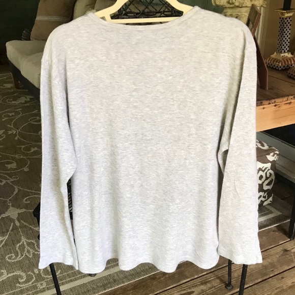 FILATURES DU LION Grey Cotton/Cashmere Henley. XL - Picture 3 of 5